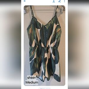 SHEIN Green Leaf Print Romper